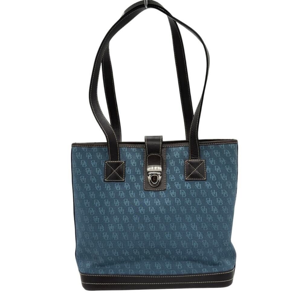 Dooney & Bourke Blue Jacquard Monogram Tote
Shoulder Bag EUC